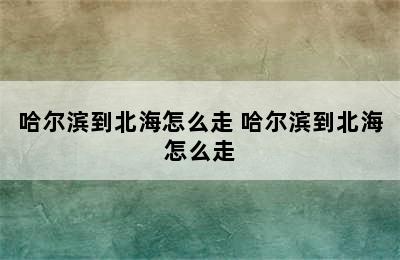 哈尔滨到北海怎么走 哈尔滨到北海怎么走